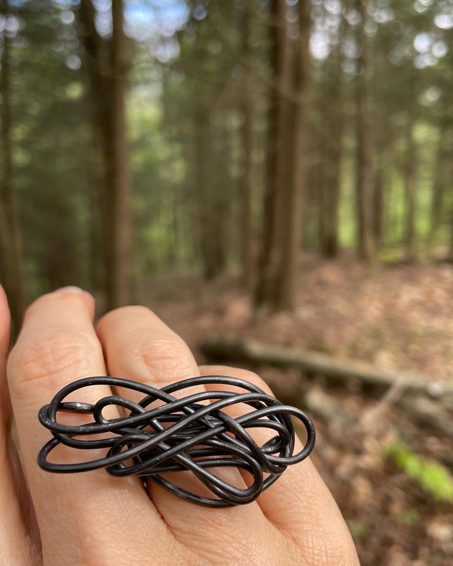 Black Wire Art Ring Size 7