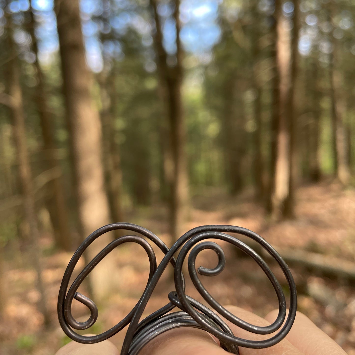 Black Wire Art Ring Size 12