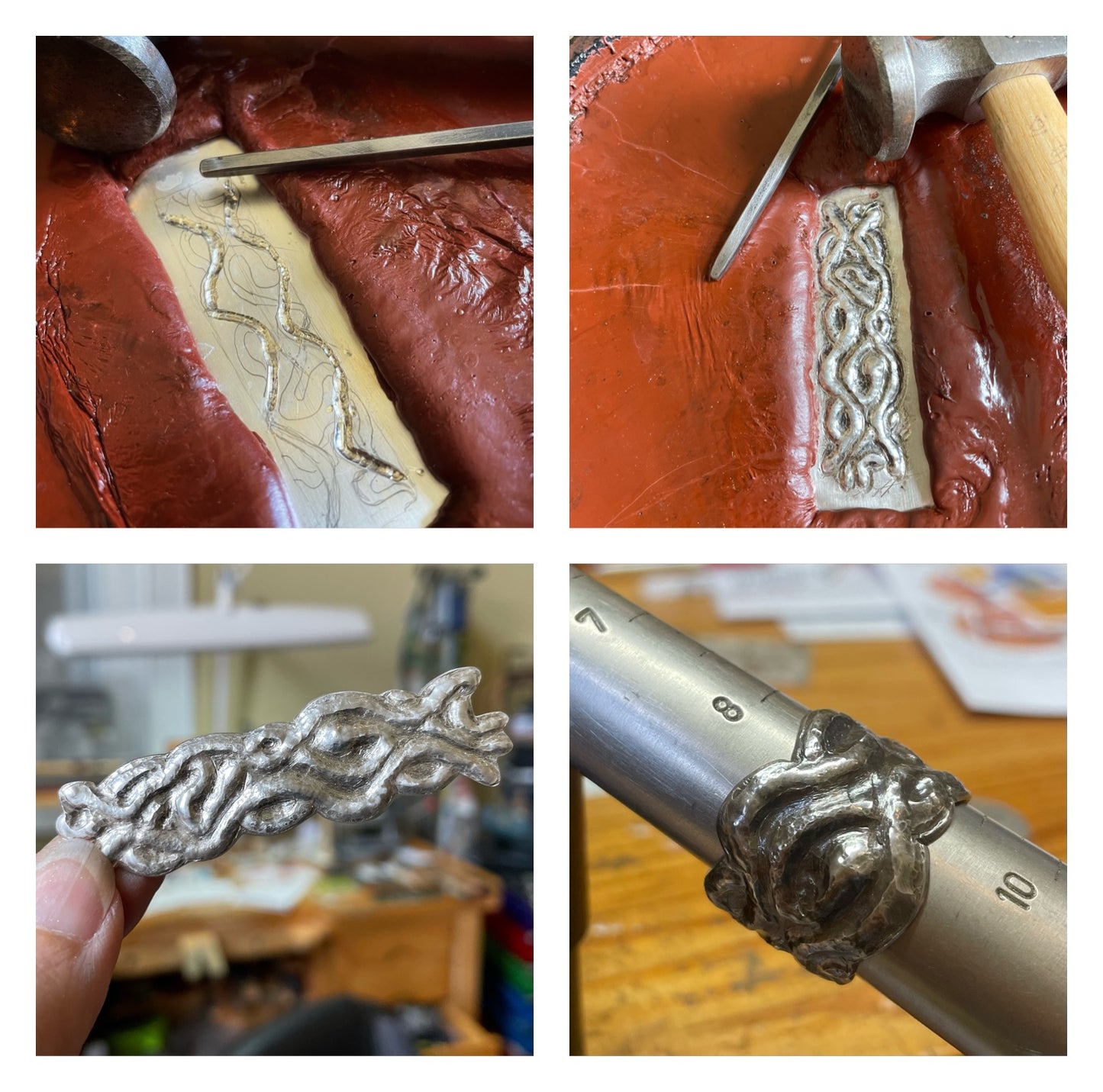 Repousse Silver Ring Size 9