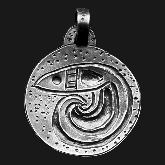 Silver Repousse Celtic Fish Pendant