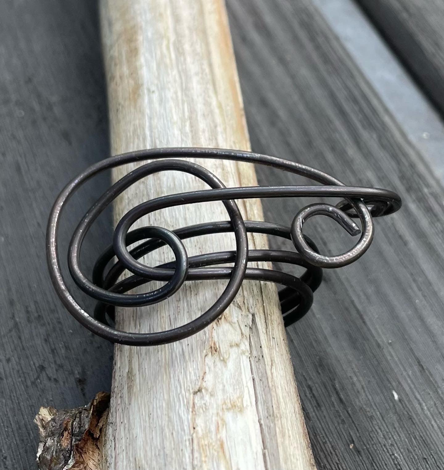 Black Wire Art Ring Size 14