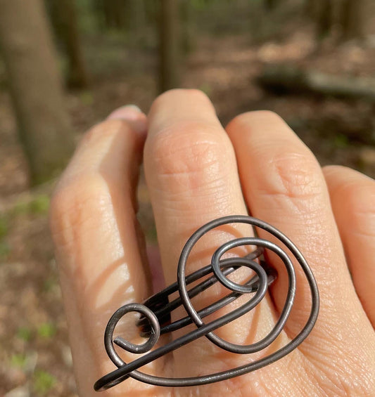 Black Wire Art Ring Size 14