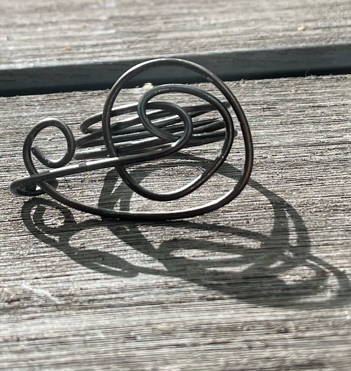 Black Wire Art Ring Size 14