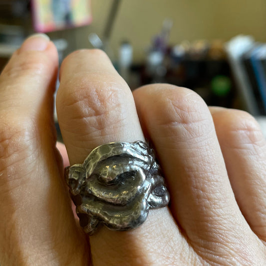 Repousse Silver Ring Size 9