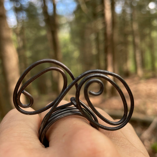 Black Wire Art Ring Size 12