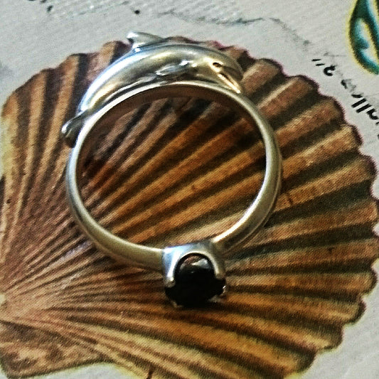 Reversible Dolphin Black Onyx Ring