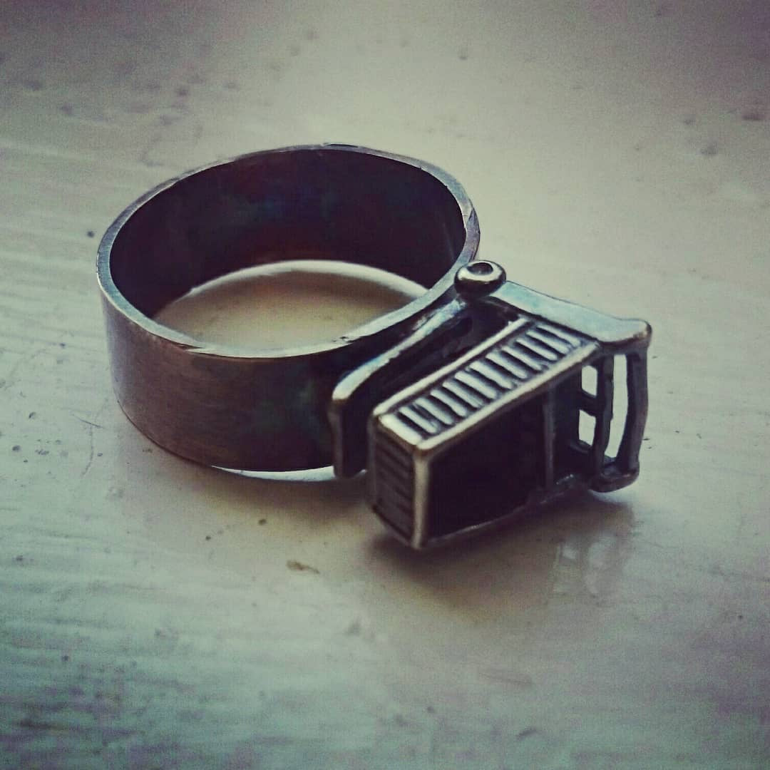Sterling Silver Shopping Cart Charm Ring