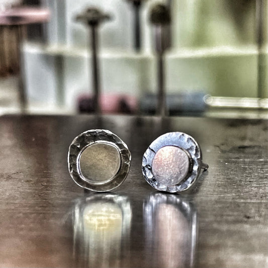 Hammered Rustic Stud Post Earrings