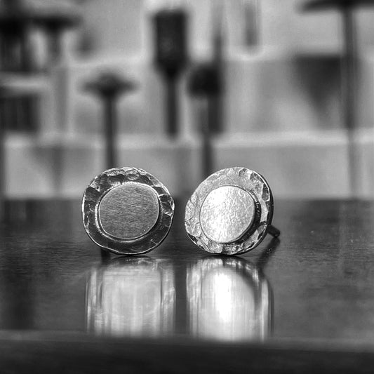 Hammered Rustic Stud Post Earrings